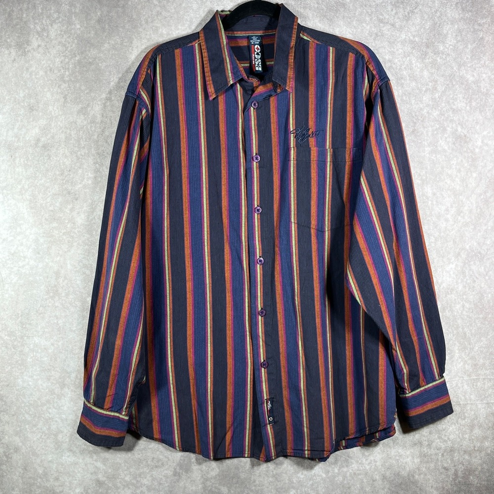 Willie Esco Shirt Mens XL Multicolor Striped Button Up Western Cowboy Casual